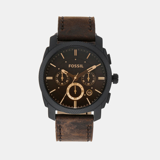 Male Black Chronograph Leather Watch FS5251SET