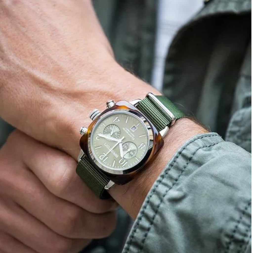 Clubmaster Classic Men Quartz Green Dial Chronograph NATO Watch 19140.PRA.T.26.NOL