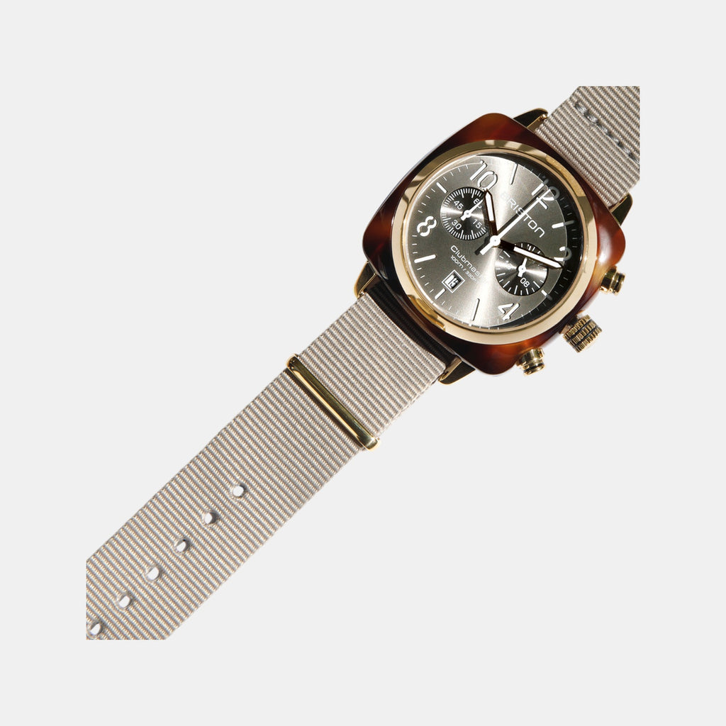 Clubmaster Classic Unisex Quartz Taupe Dial Chronograph Nato Watch 19140.PYA.T.30.NT