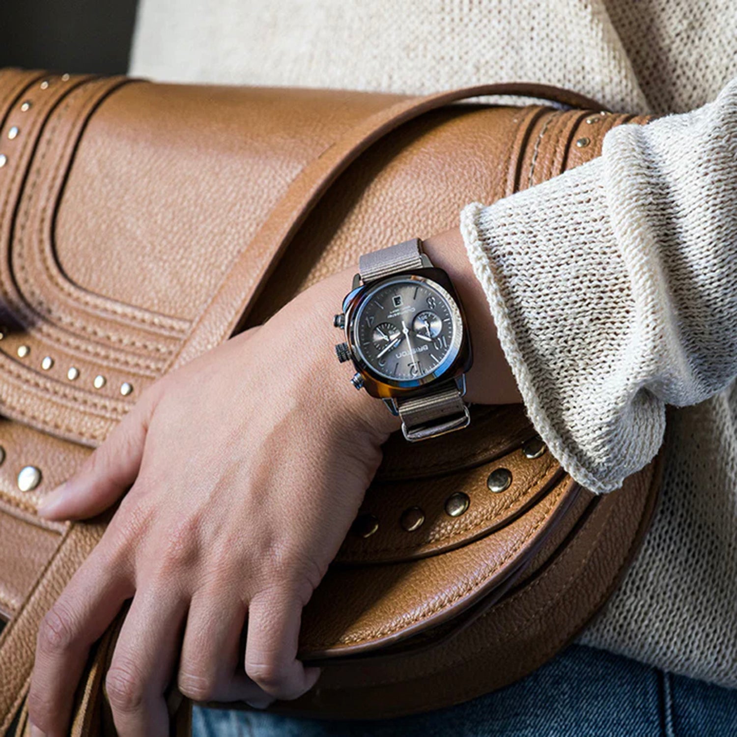 Clubmaster Classic Unisex Quartz Taupe Dial Chronograph NATO Watch 19140.PYA.T.30.NT