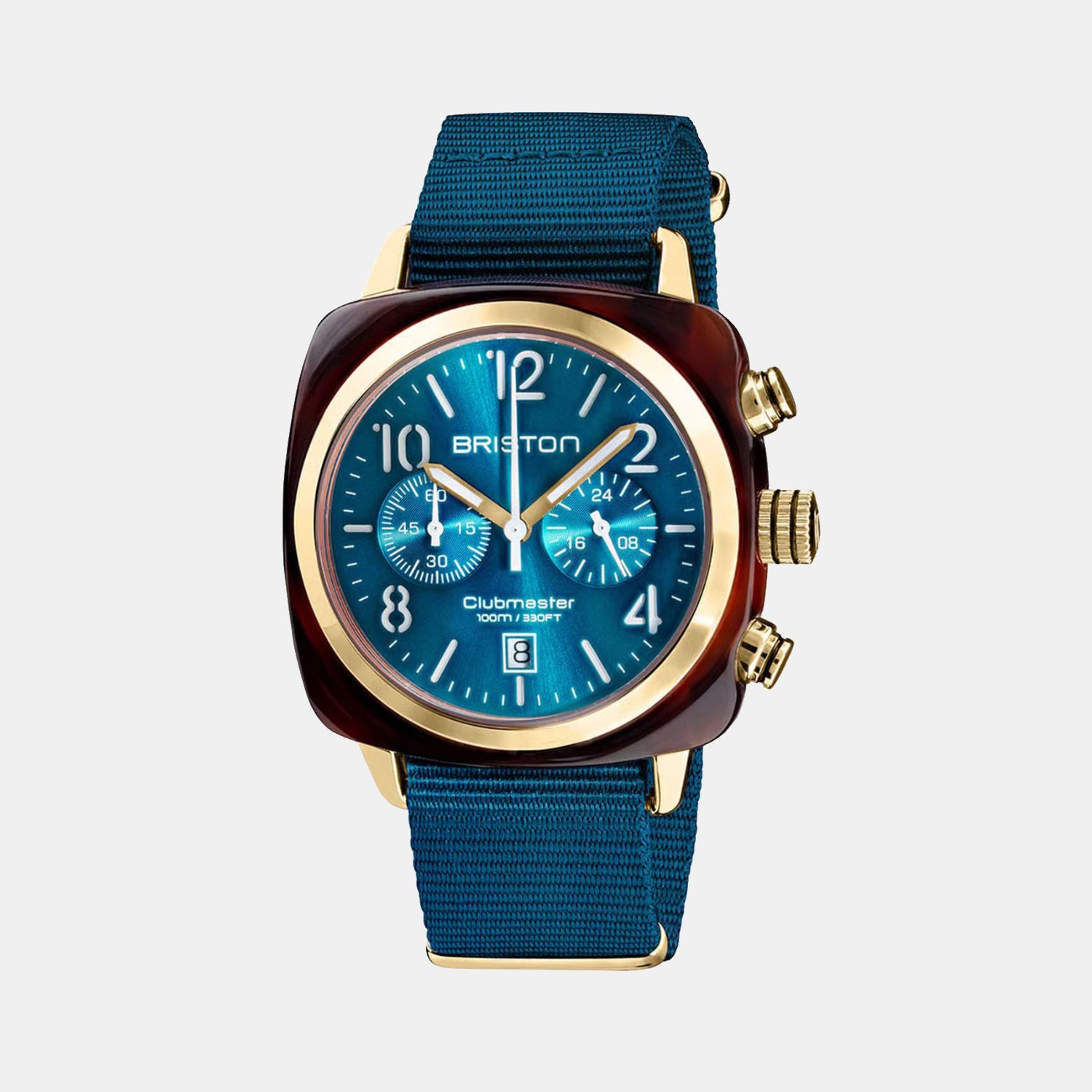 Clubmaster Classic Unisex Quartz Peacock Blue Dial Chronograph Nato Watch 19140.PYA.T.31.NBD