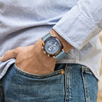 Clubmaster Classic Unisex Quartz Blue Dial Chronograph NATO Watch 19140.SA.T.25.NIB