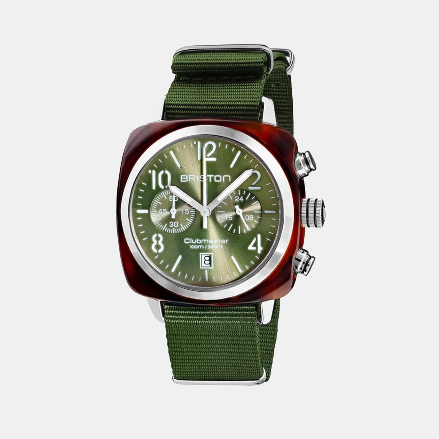 Clubmaster Classic Men Quartz Olive Green Dial Chronograph NATO Watch 19140.SA.T.26.NOL