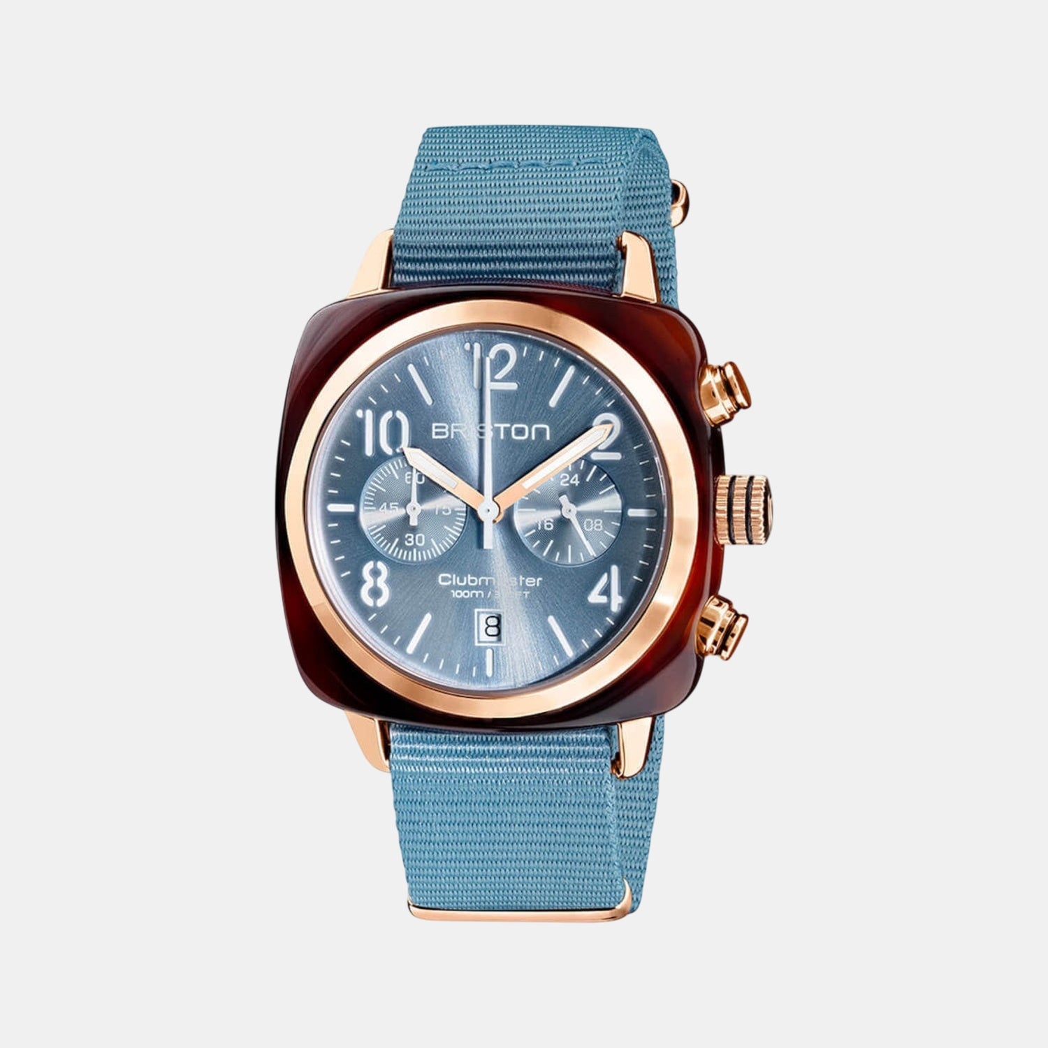 Clubmaster Classic Unisex Quartz Ice Blue Dial Chronograph Nato Watch 19140.PRA.T.25.NIB