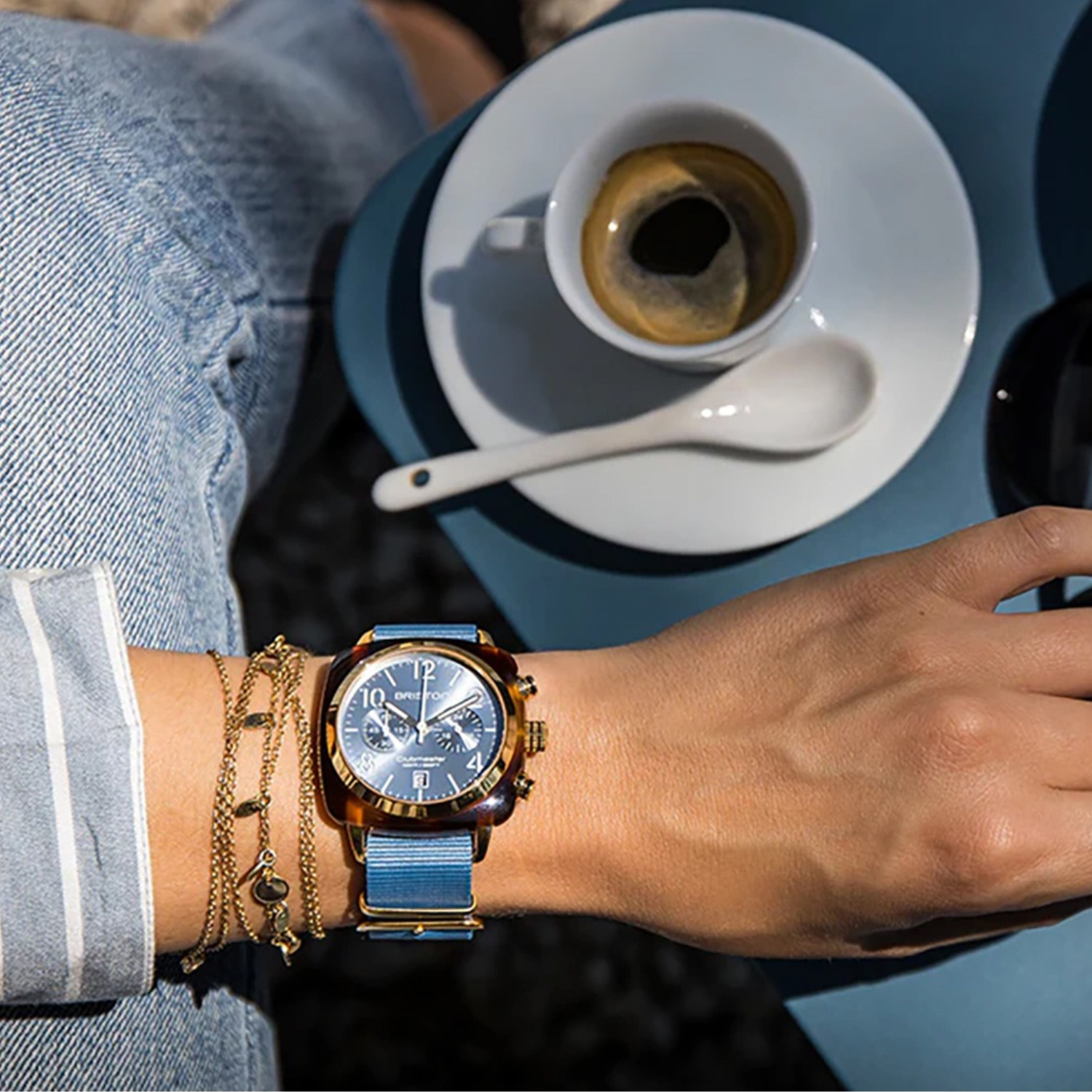 Clubmaster Classic Unisex Quartz Ice blue Dial Analog Nylon Watch 19140.PYA.T.25.NIB