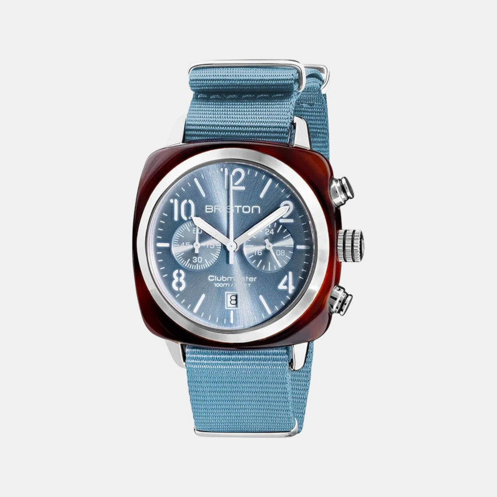 Clubmaster Classic Unisex Quartz Ice Blue Dial Chronograph Nato Watch 19140.SA.T.25.NIB