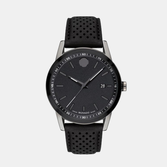 Museum Male Black Analog Leather Watch 607559