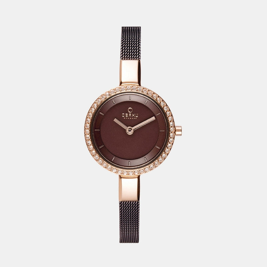 Obaku Round Brown Analog watch
