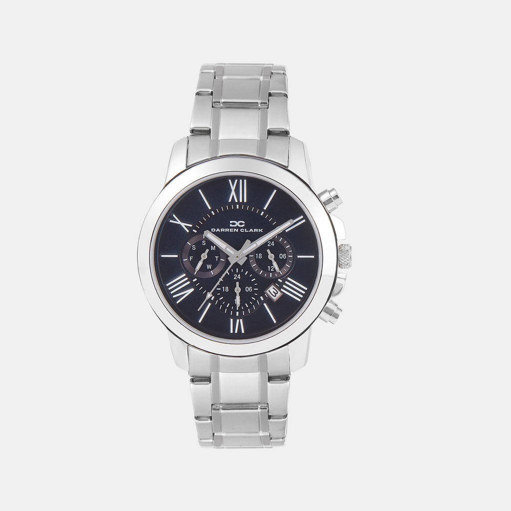 Men Quartz Blue Dial Multi-Function Metal Watch 1009A-M0105
