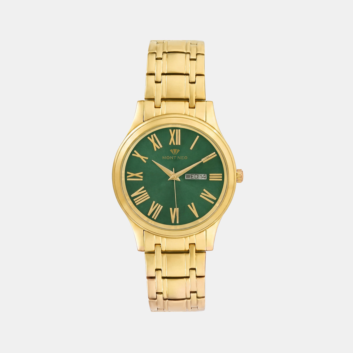 Men Quartz Green Dial Analog Metal Watch 3519E-M2214