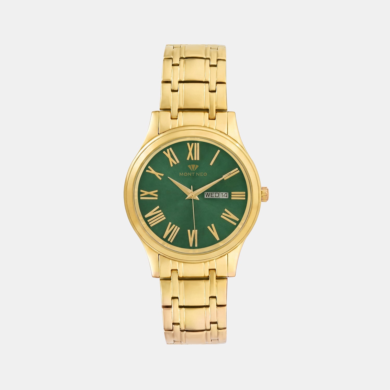 Men Quartz Green Dial Analog Metal Watch 3519E-M2214