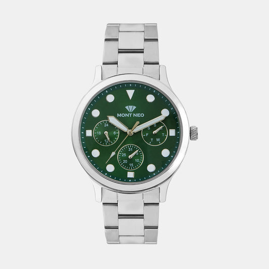 Men Quartz Green Dial Multi-Function Metal Watch 8006M-M1114