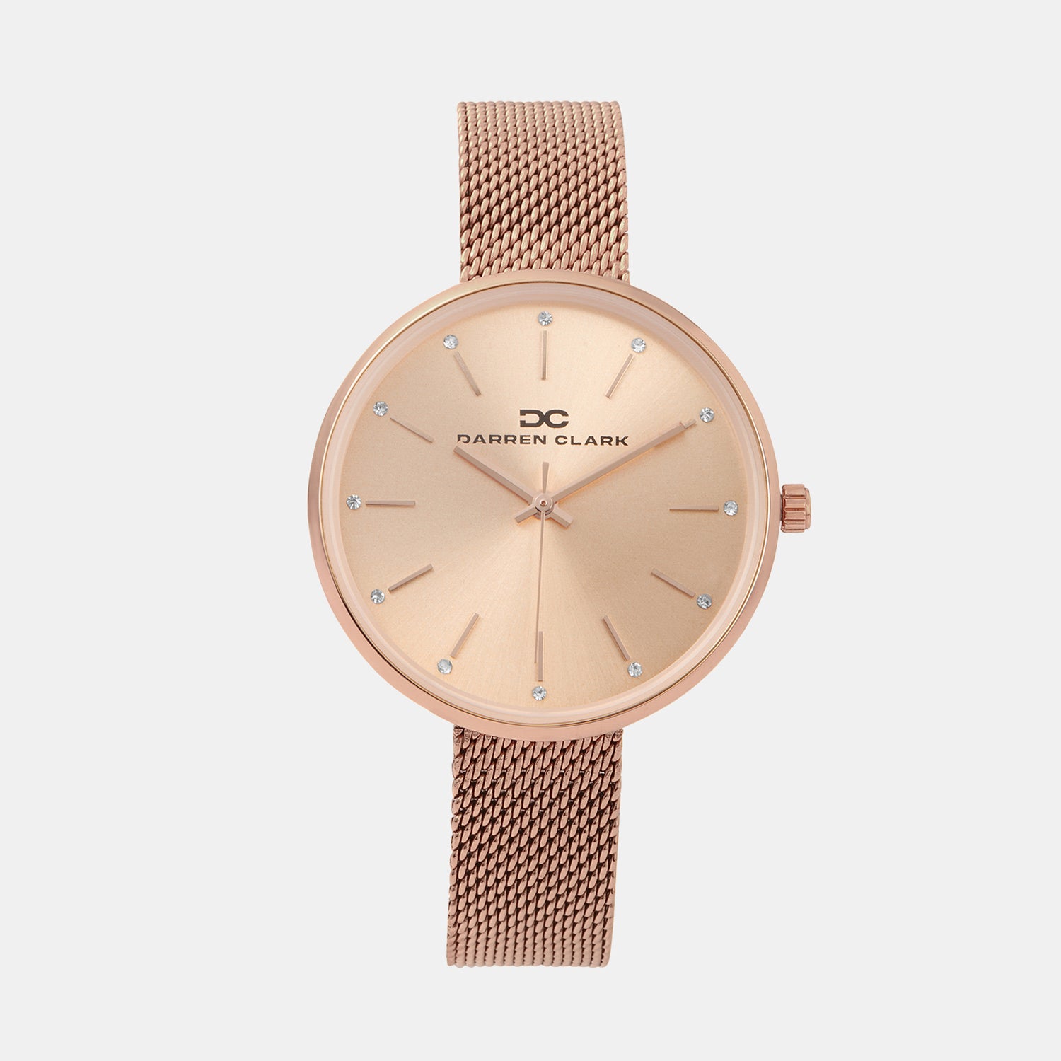 Women Quartz Rose Dial Analog Mesh Watch 2007C-E0307