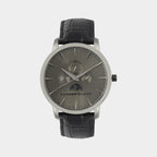 Men Quartz Grey Dial Multi-Function Leather Watch 1012J-L0315