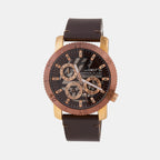 Men Quartz Brown Dial Multi-Function Leather Watch 1011H-L0306