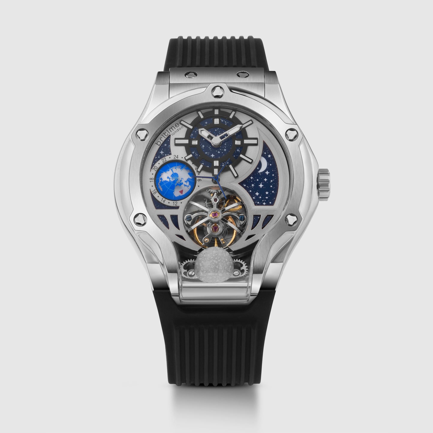 Asteroid Men Automatic Silver Dial Multi-Function Silicon Watch 777-P10306