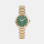 Women Quartz Green Dial Analog Metal Watch 2014D-M1214
