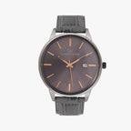 Men Quartz Grey Dial Analog Leather Watch 1001I-L0404