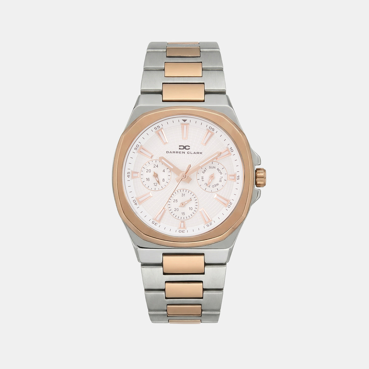 Men Quartz Silver Dial Multi-Function Metal Watch 1016E-M1303