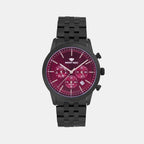 Men Quartz Maroon Dial Multi-Function Metal Watch 3511M-M1112
