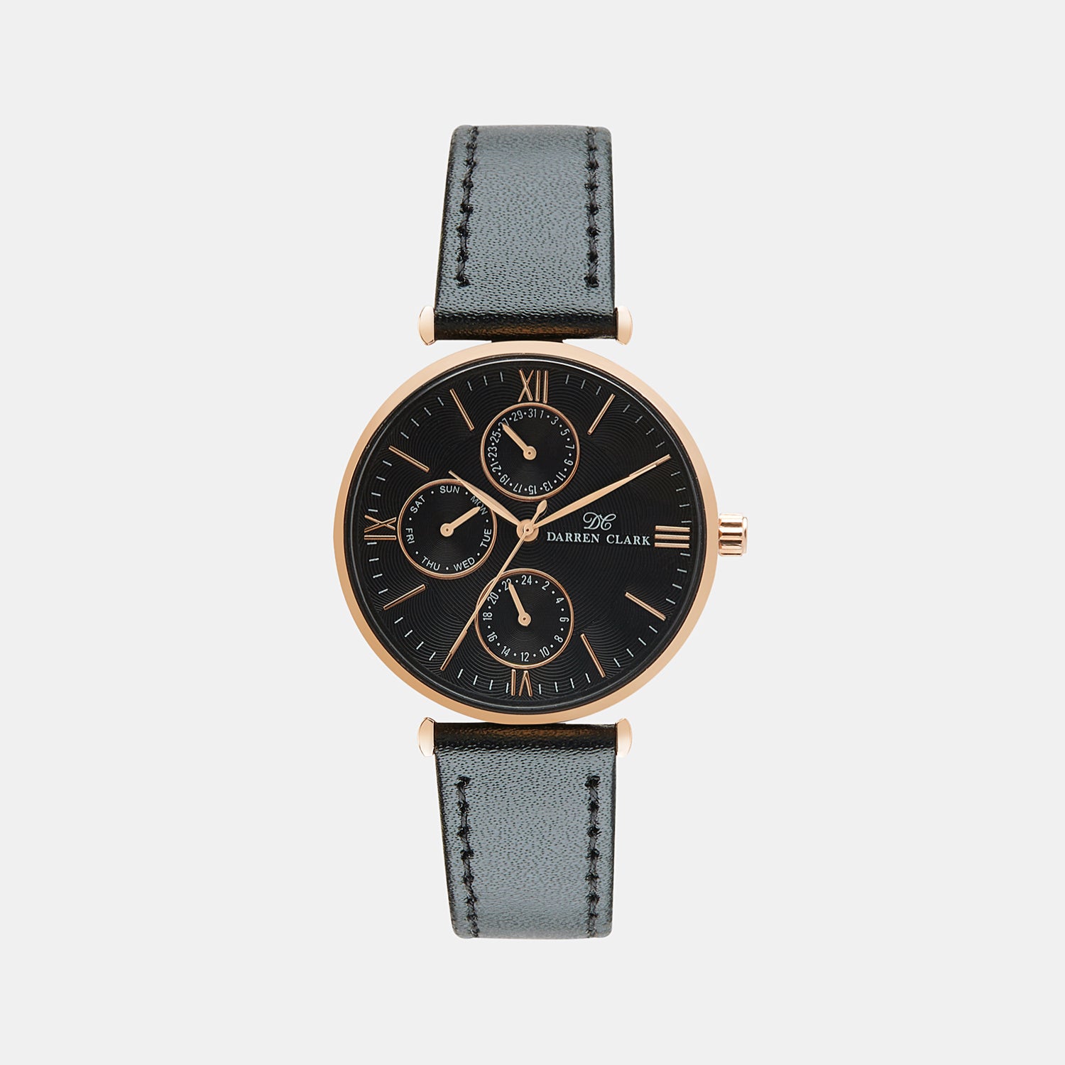 Darren Clark Round Black Chronograph watch
