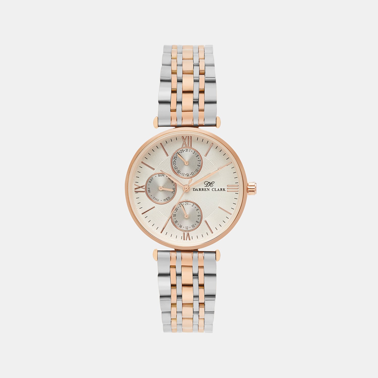 Darren Clark Round Silver Chronograph watch