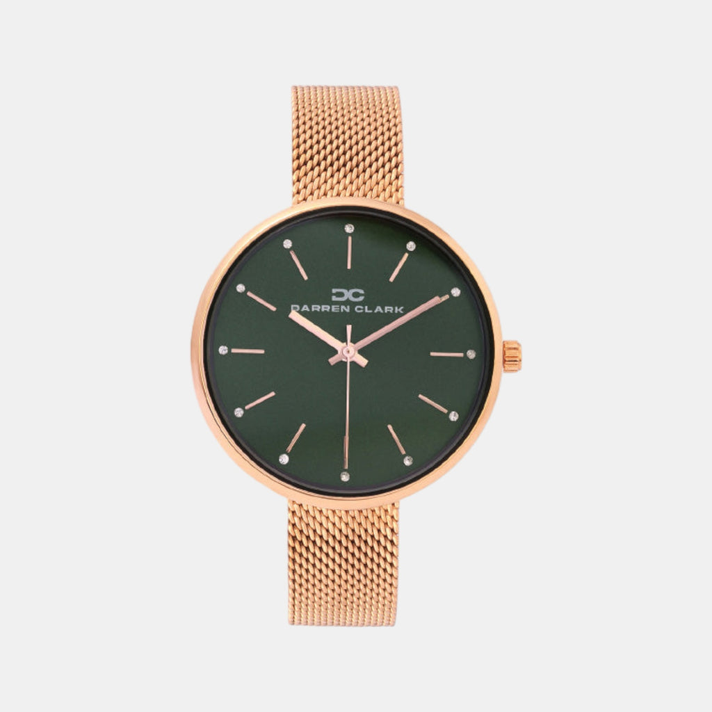 Women Quartz Green Dial Analog Mesh Watch 2007C-E0314