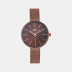Women Quartz Brown Dial Analog Mesh Watch 2007H-E0606