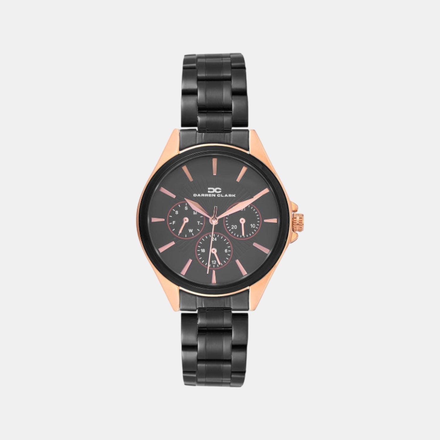 Women Quartz Black Dial Multi-Function Metal Watch 2010F-M0304