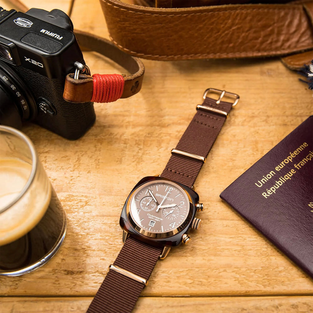 Clubmaster Classic Men Quartz Brown Dial Chronograph NATO Watch 20140.PYAT.37.NTCH