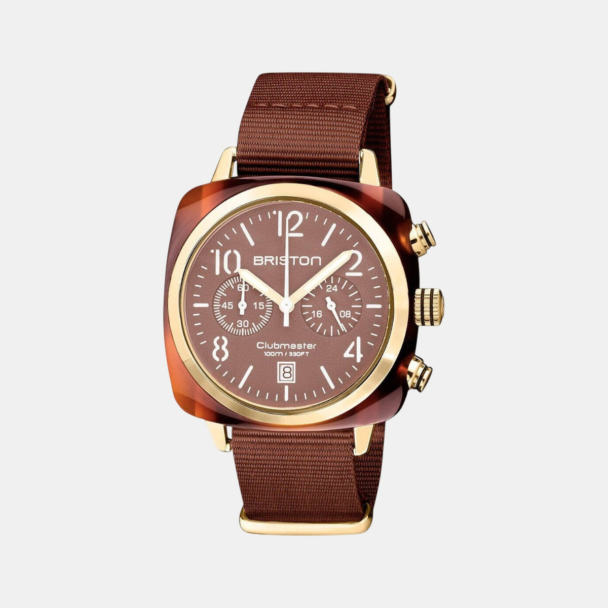 Clubmaster Classic Unisex Quartz Brown Dial Chronograph Nato Watch 20140.Pyat.37.Ntch