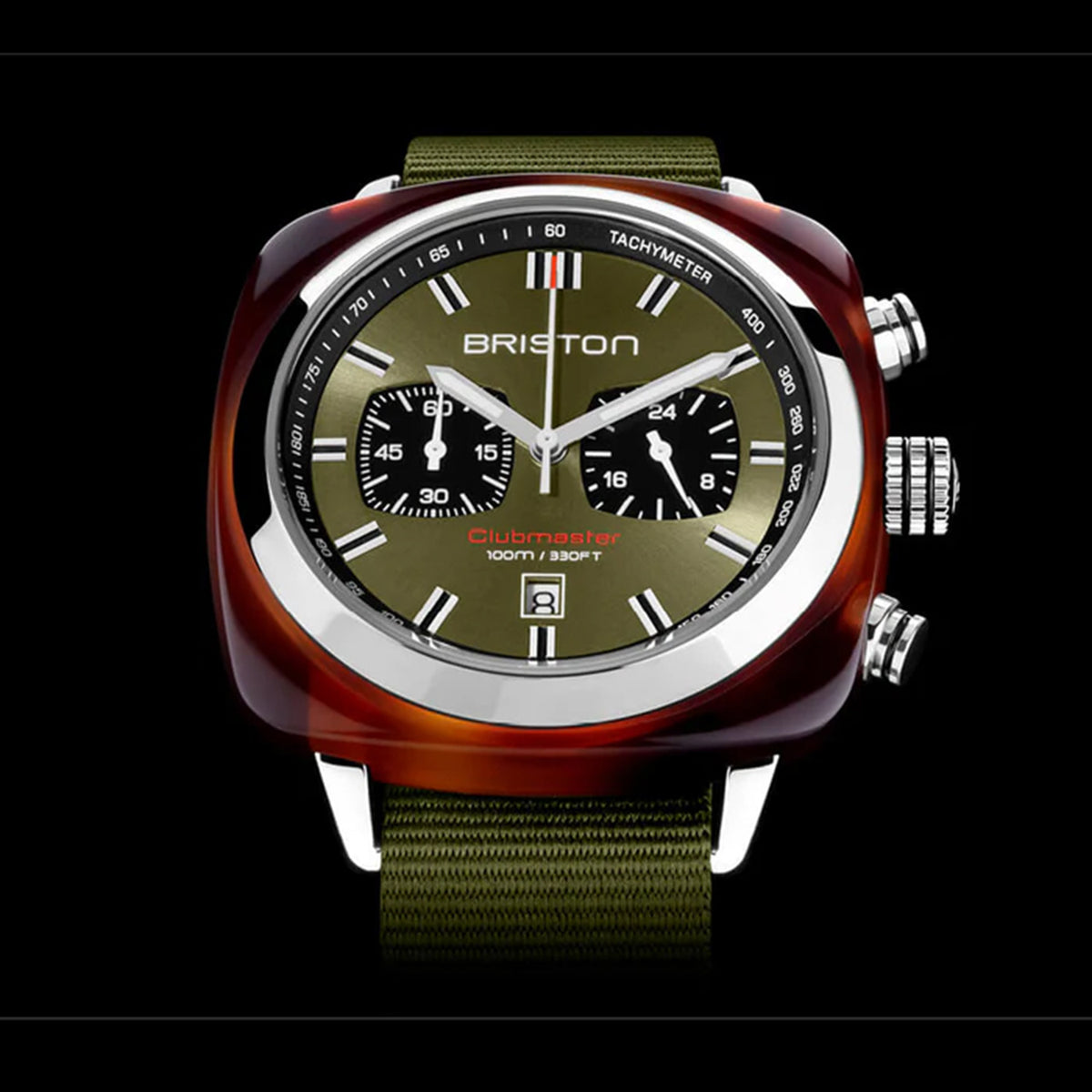 Clubmaster Sport Men Quartz Green Dial Chronograph NATO Watch 20142.SA.TS.26.NOL