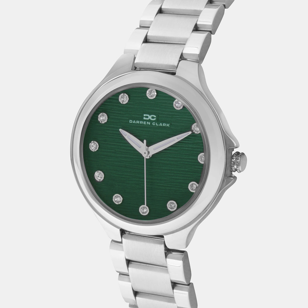 Women Quartz Green Dial Analog Metal Watch 2014A-M0114