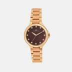 Women Quartz Brown Dial Analog Metal Watch 2014C-M0306