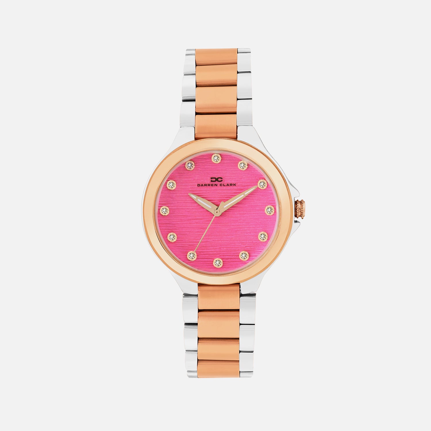 Women Quartz Pink Dial Analog Metal Watch 2014E-M1310
