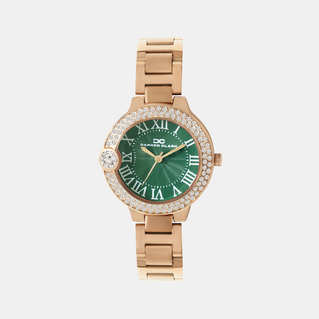 Women Quartz Green Dial Analog Metal Watch 2017C-M0314