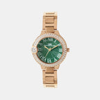 Women Quartz Green Dial Analog Metal Watch 2017C-M0314