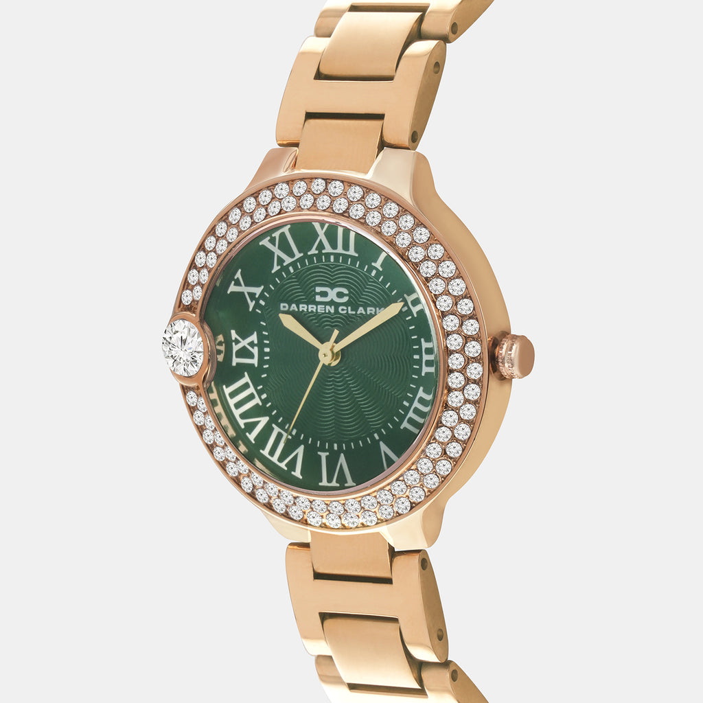 Women Quartz Green Dial Analog Metal Watch 2017C-M0314