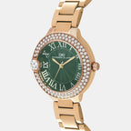 Women Quartz Green Dial Analog Metal Watch 2017C-M0314