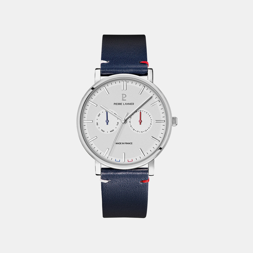 Essential Men Quartz White Dial Analog Leather Watch 206J106