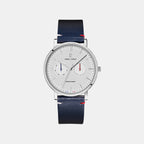 Essential Men Quartz White Dial Analog Leather Watch 206J106