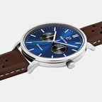 Essential Men Quartz Blue Dial Analog Leather Watch 206J164