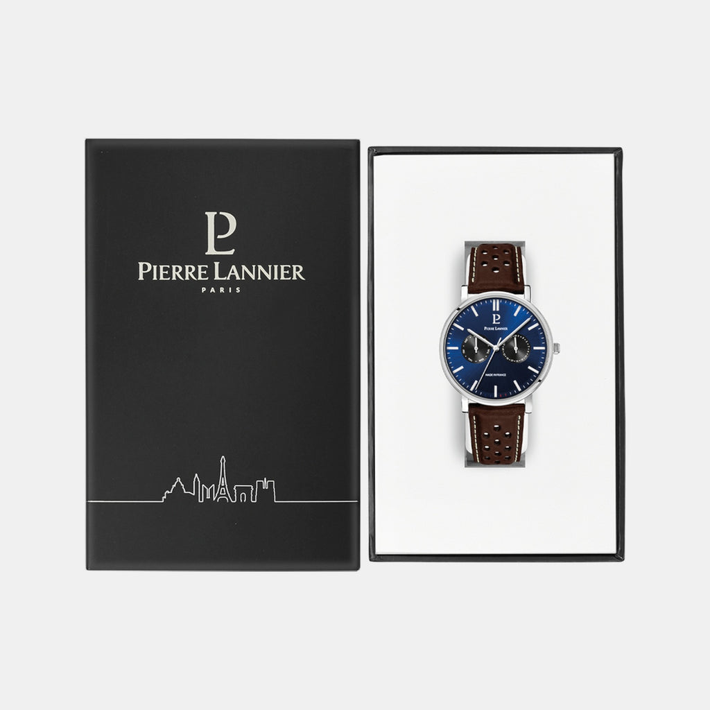 Essential Men Quartz Blue Dial Analog Leather Watch 206J164