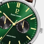 Essential Men Quartz Green Dial Analog Leather Watch 206J174