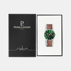 Essential Men Quartz Green Dial Analog Leather Watch 206J174