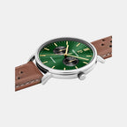 Essential Men Quartz Green Dial Analog Leather Watch 206J174