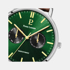 Essential Men Quartz Green Dial Analog Leather Watch 206J174