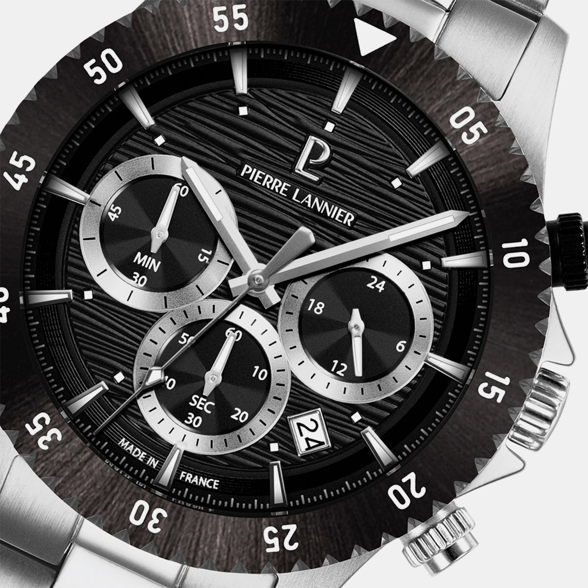 Decima Men Quartz Black Dial Chronograph Stainless Steel Watch 211K131