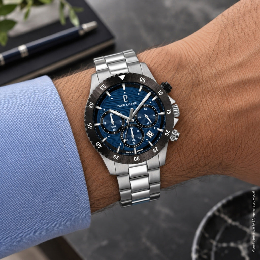 Decima Men Quartz Blue Dial Chronograph Stainless Steel Watch 211K161