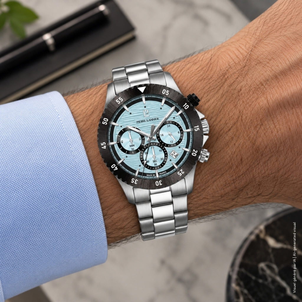 Decima Men Quartz Blue Dial Chronograph Stainless Steel Watch 211K191